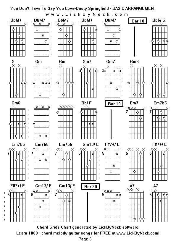 Chord Grids Chart of chord melody fingerstyle guitar song-You Don't Have To Say You Love-Dusty Springfield - BASIC ARRANGEMENT,generated by LickByNeck software.